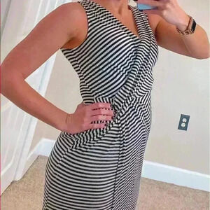 Calvin Klein V-neck Wrap Dress Black White/Black